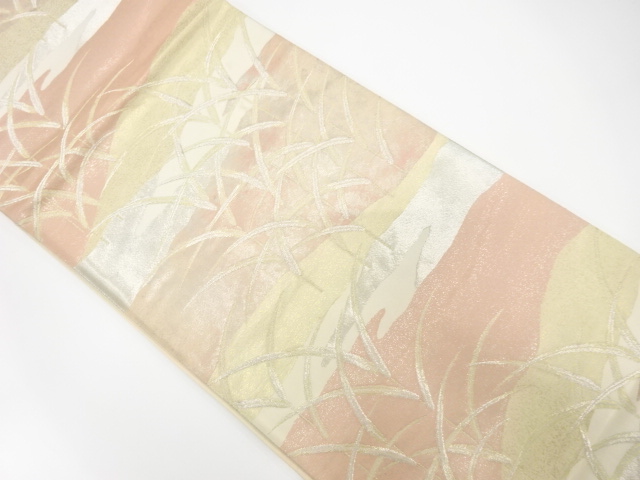 JAPANESE KIMONO / ANTIQUE FUKURO OBI / SILK / WOVEN PLANTS